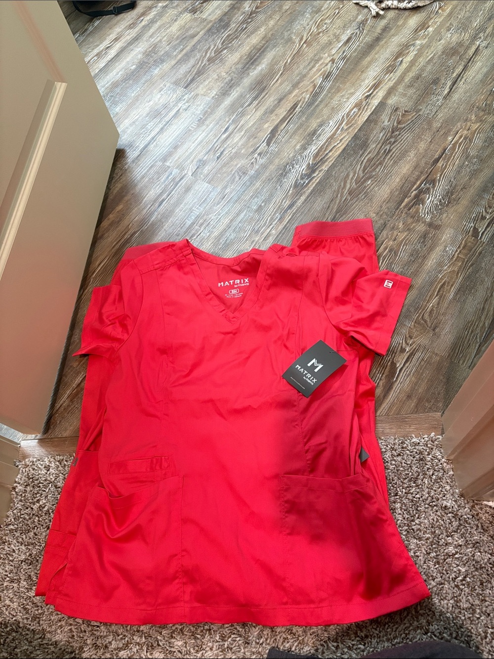 Matix Hot Pink V-Neck Short Sleeve Women’s Scrub Top and Matching Bottoms